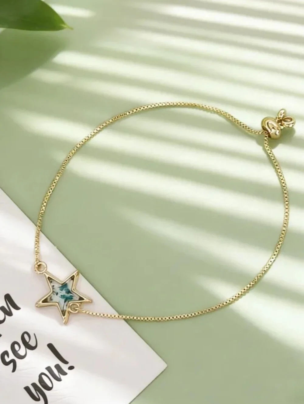 Unique Gold Tone Star Bracelet Blue Accent Novel Statement Jewelry